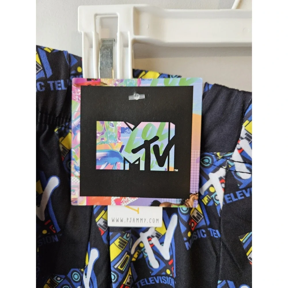 MTV Music TV Lounge Pajama Pants Men's L Black Retro Logo Intimo‎ 2022